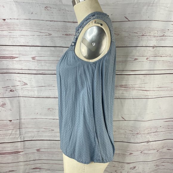 Knox Rose Women's Blue Embroidered Yoke Tank Top Size XS - Picture 3 of 11
